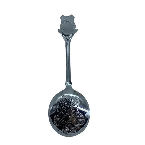 Vtg Bath Souvenir Spoon Enamel Crest Embossed Strawberry Design 5" Historical - Picture 2 of 6